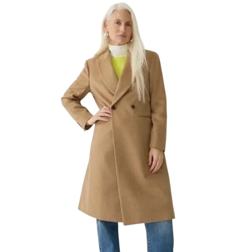 J. Crew Camel Double-Breasted Longline Pea Coat - Picture 3 of 13